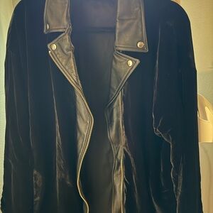 The Kooples Black Leather and Velvet Jacket